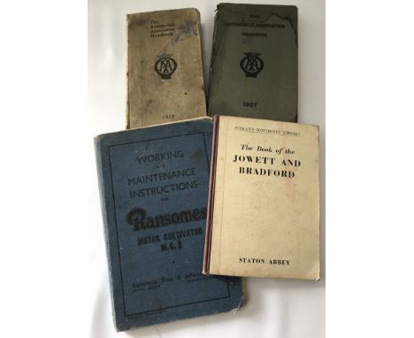 4 small vintage automobile related books. Comprising: 2 AA Handbooks dating from 1926 and 1927, Pitman's Motorists' Library "