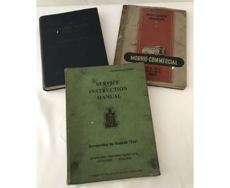 3 vintage automobile workshop manuals. Comprising: 1958 Rootes Group Humber Hawke manual, Morris-Commercial workshop manual w