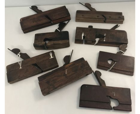 A box of vintage woodworking planes. 8 dado and moulding planes of varying sizes. 