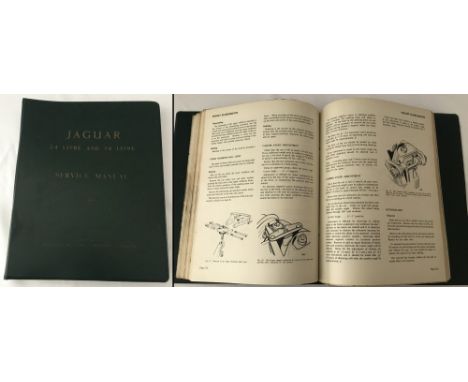 A vintage Jaguar 2.4 litre and 3.4 litre service manual issued by Jaguar Cars Ltd, Coventry. With British Racing Green vinyl 