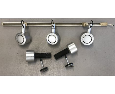 A c1960's retro aluminium track light together with 2 similar style wall lights.  