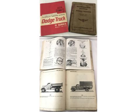 2 vintage Dodge Trucks manuals. A 1944 Maintenance Manual for Dodge Trucks, possibly issued for Military use. Together with a