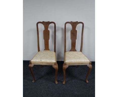 A pair of Queen Anne style dining chairs, together with a commode stool 