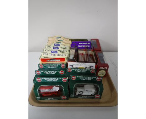 A tray of boxed die cast vehicles - Matchbox Models of Yesteryear, Tetley on the road, Cadburys vintage van etc 