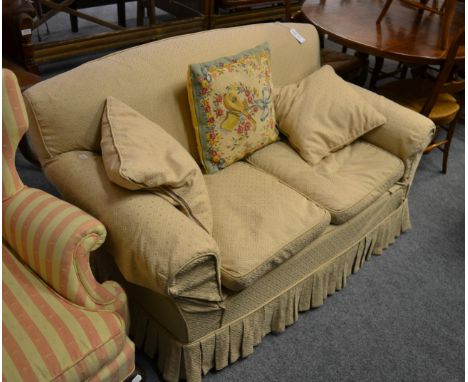 A Victorian drop end two seater sofa with loose covers, 140cm wide      