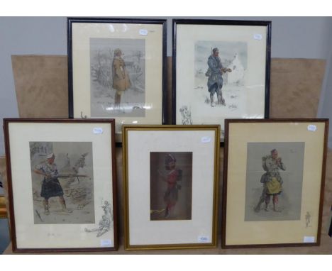 Skeach Cummino R.S.A (20th century) A portrait of a soldier from the Argyll and Sutherland Highlanders wearing a feather bonn
