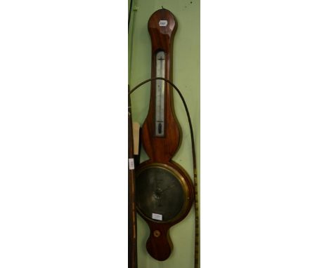 A mahogany wheel barometer, signed A.Tacchi, Bedford, circa 1810, thermometer box, 8-inch silvered dial signed, 94cm high    