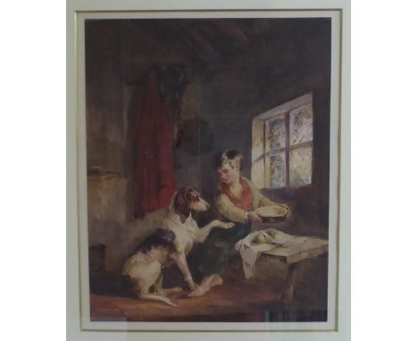 John Frederick Taylor (1802-1889) ''Asking for a share'', watercolour with scratching out, 31cm by 25cm   Provenance: Fry Gal
