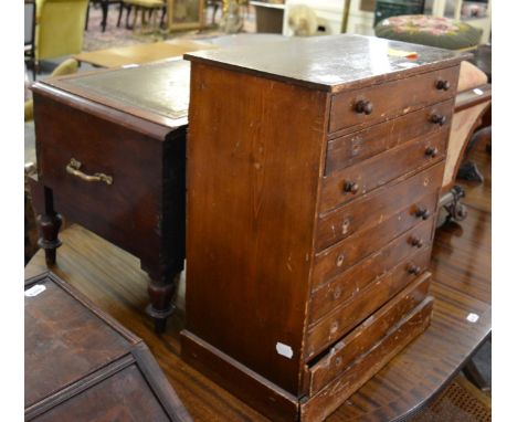A Victorian stained pine eight drawer miniature chest, 45.5cm; and a 19th century mahogany commode, 47cm (2)      