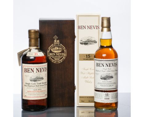 BEN NEVIS 25 YEARS OLD
Single Cask West Highland Malt Scotch Whisky. Cask no. 98/35/12. Distilled December 1984. Vatted in sh