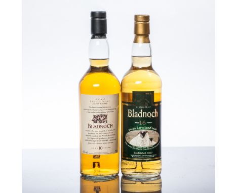 BLADNOCH 10 YEARS OLD
Lowland Single Malt Scotch Whisky. Flora & Fauna bottling. 
70cl. 43% vol. 
BLADNOCH 16 YEARS OLD
Singl