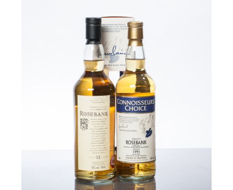 ROSEBANK 12 YEARS OLD
Lowland Single Malt Scotch Whisky. Flora & Fauna bottling. 
70cl. 43% vol. 
ROSEBANK 1991 CONNOISSEURS'