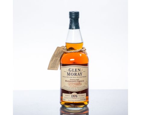 GLEN MORAY 1974 DISTILLERY MANAGER'S CHOICE
Single Speyside Malt Scotch Whisky. Hand bottled. Cask filled 30th April 1974. Bo