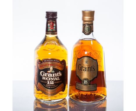 GRANT'S 18 YEAR OLD
Blended Scotch Whisky. 70 cl,40% volume. In tin.
GRANT'S ROYAL 12 YEAR OLD
Blended Scotch Whisky. 75 cl, 