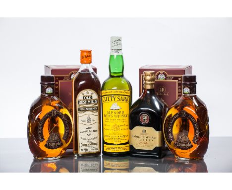 CUTTY SARK
Blended Scotch Whisky bottled by Berry Bros. & Rudd, Ltd. of London. 26 2/3 fl. ozs., 70° proof.
OLD BUSHMILLS
Iri