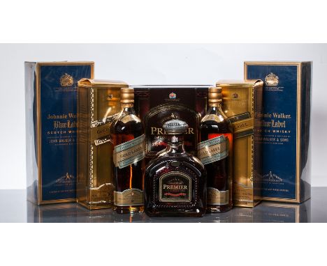 JOHNNIE WALKER PREMIER Blended Scotch Whisky. 75 cl, 43% volume. In box. JOHNNIE WALKER GOLD LABEL (2) Blended Scotch Whisky.