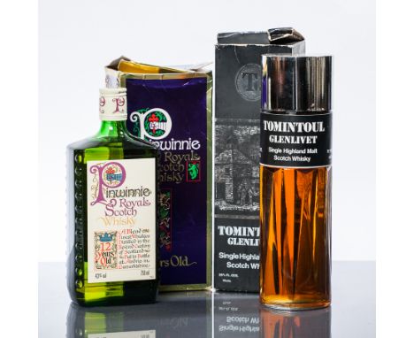 TOMINTOUL - GLENLIVET N.A.S.
Single Highland Malt Whisky. 26 2/3 fl oz/75cls, 70° Proof/40 G.L., in carton.
PINWINNIE ROYALE
