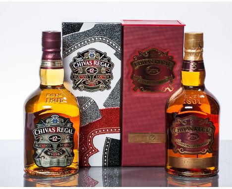 CHIVAS REGAL AGED 12 YEARS
Blended Scotch Whisky
70cl. 40% vol. In 'Made For Gentlemen' tin, designed by Tim Little. 
CHIVAS 