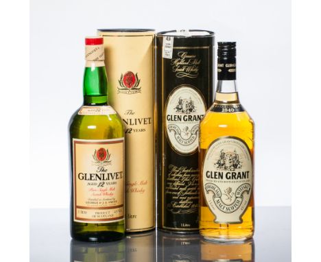 GLEN GRANT N.A.S.
Single Highland Malt Whisky, labelled for Duty Free. 1 L, 43% volume, in tube.
THE GLENLIVET 12 YEAR OLD
Pu