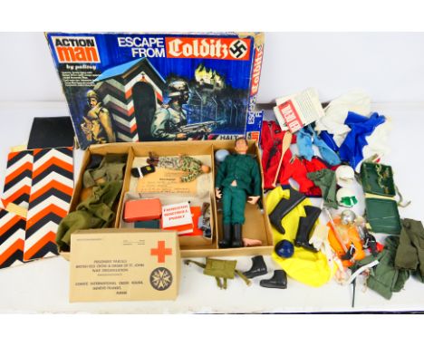 Palitoy - Action Man - Little Big Man - A boxed Action Man Escape From Colditz set, an Action Man figure with dark flock hair