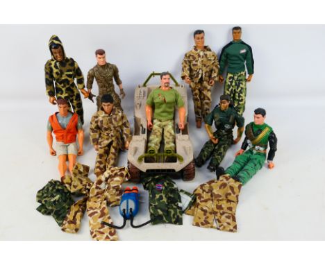 Lanard -Sunny Smile - A squad of nine unboxed 12" action figures and an unboxed vehicle. Lot includes Lanard Ultra Corps Rang