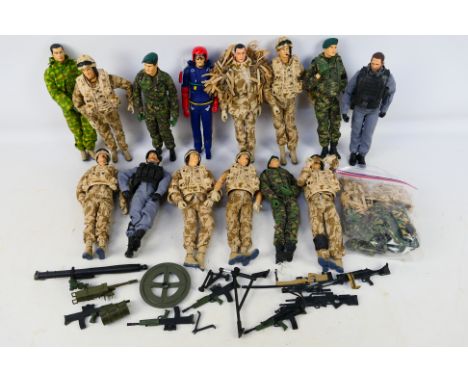 HM Armed Forces - An unboxed platoon of 14 HM Armed Forces 10" action figures. Lot includes RAF Falcons Parachutist; Royal Ma