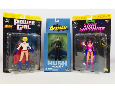 DC Direct - 3 x unopened action figures, Justice Society Of America Power Girl, Green Lantern Star Sapphire and Batman Hush C