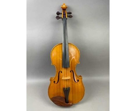 ENGLISH VIOLA BY DENNIS G. PLOWRIGHT OF DEVIZES,dated 1969 and no. 33 to paper label, with a German bow and a carbon fibre bo