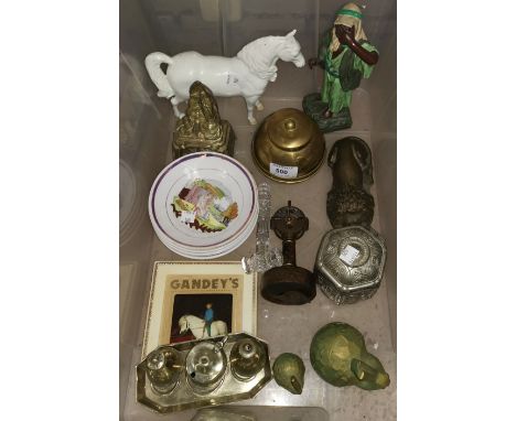 A 19th century papier-mâché snuff box; other small boxes; a cigar cutter; other collectables 