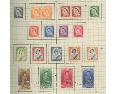 1953-59 set Mint incl. both 1/9d (10/- is U/M) on album page. SG 723-736 Cat £125 (19)