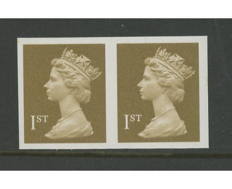 1997 1st Gold (2 Bands) Imperforate horizontal pair. U/M, fine. SG 1668a Cat £175
