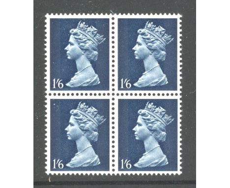 1/6d PVA Two Bands Greenish Blue omitted block of 4 U/M, fine. Cat £400 (4)