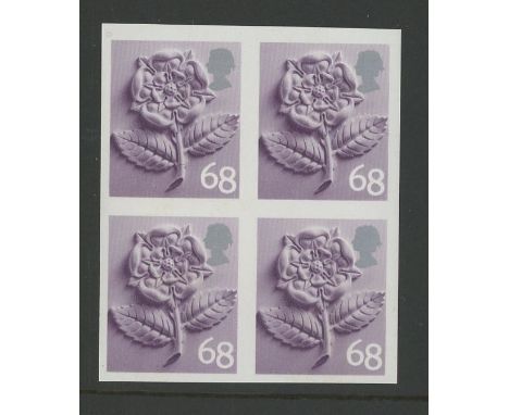 England 2003 68p (Type II) imperforate block of 4. U/M, fine. SG EN16 var.