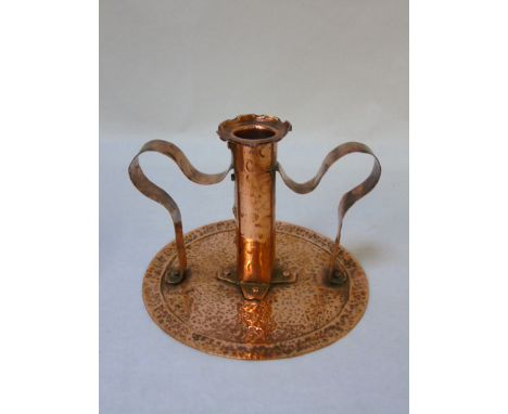 A arts and craft copper two handled night stick