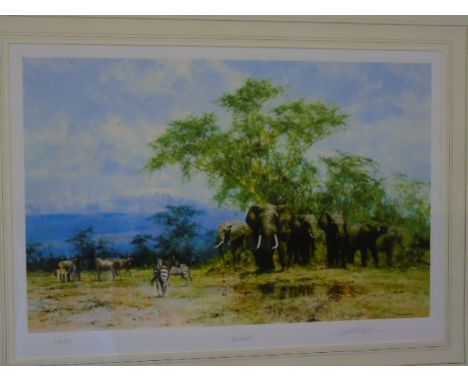 A signed limited edition David Shepherd lithograph titled "Amboselli" number 298 of 350
