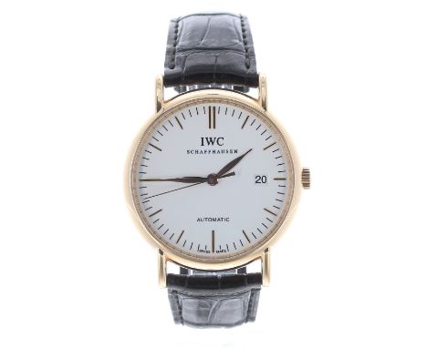 International Watch Co. (IWC) Schaffhausen Portofino 18ct automatic gentleman's wristwatch, the white dial with baton markers