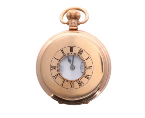 Clean Record Watch Co. 9ct lever half hunter pocket watch, Birmingham 1928, the 17 jewel movement signed Record W. Co, no. 11