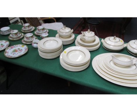 A Woods Chandos dinner service, comfortably an eight place setting with additions, and a Royal Doulton part tea service polyc
