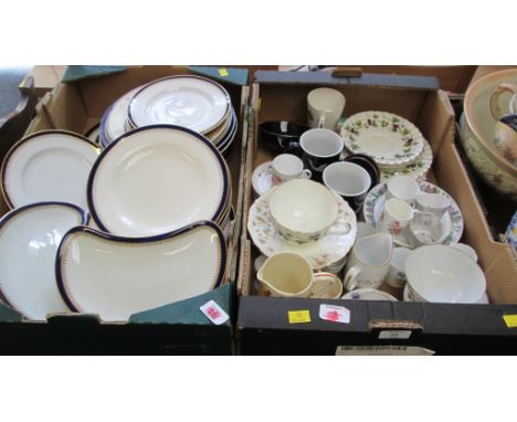 Two boxes of various ceramics, including an Osler designed Spode part dinner service, a Royal Worcester Bacchanal part tea se