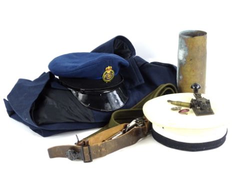 Various items of Militaria etc, to include ambulance uniform, whistles, cap, Morse Code device, trench art, etc.
