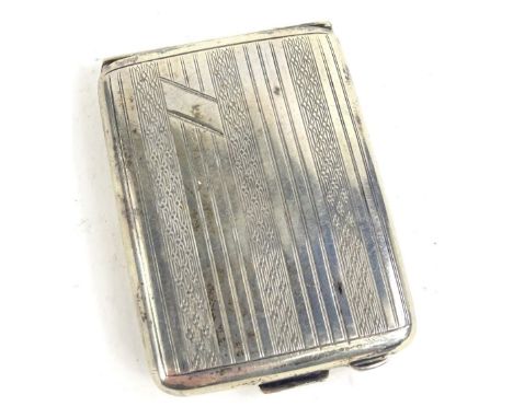 A George V rectangular silver and engine turned vesta case, Birmingham 1926, ¾oz.