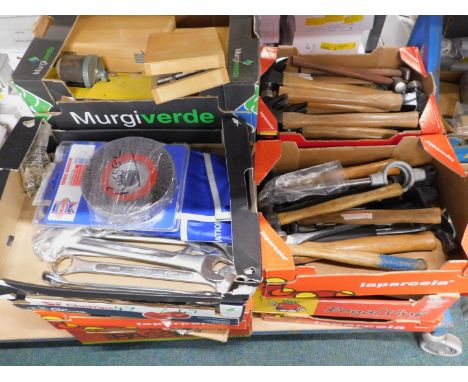 A large quantity of DIY and other tools, to include various new and unused claw hammers, other hammers, a wire brush, large s