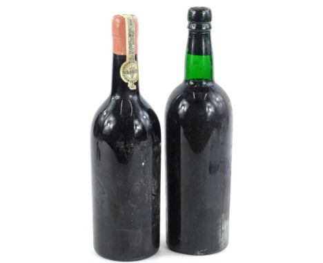 Two bottles of vintage port, each lacking main label, one stamped L.V.P.