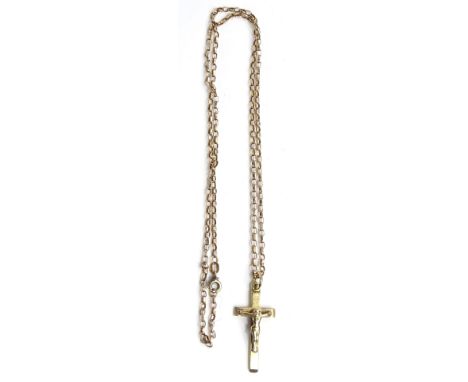 A 9ct gold crucifix pendant and chain, the 9ct gold curb link chain with crucifix pendant, 3cm H, 6.4g.