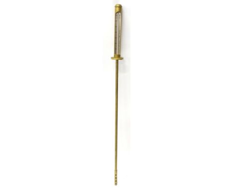 A 27" sea water thermometer stamped Zeal, in gold painted metal, 122cm H.