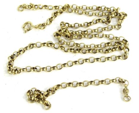 A 9ct gold curb link necklace, with spare links, the chain 70cm L overall, 10.6g all in.