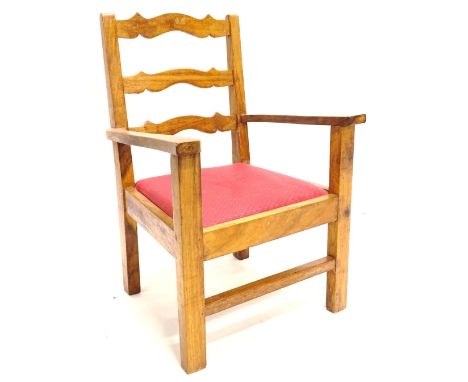 A South African stinkwood chair, with a ladder back, drop in seat on plain legs, 40cm W.