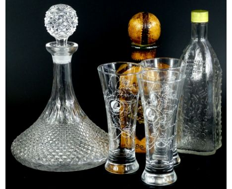 A collection of glass etc., to include ships decanter and stopper, Heineken Whitbread Around The World Race commemorative gla
