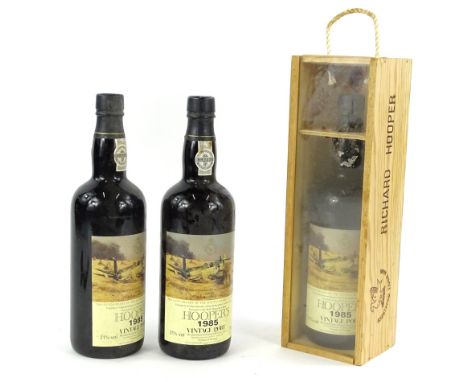 Three bottles of Hoopers 1985 50th Anniversary of the Battle of Britain vintage port, one cased.