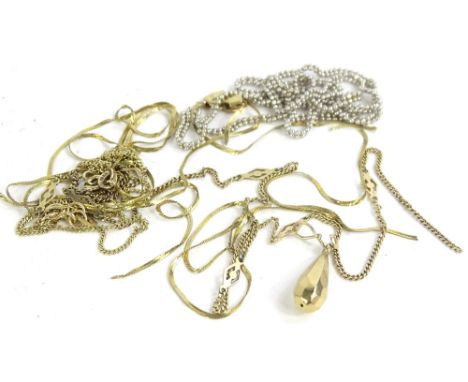 Various 9ct gold chains, (AF), 10.3g.